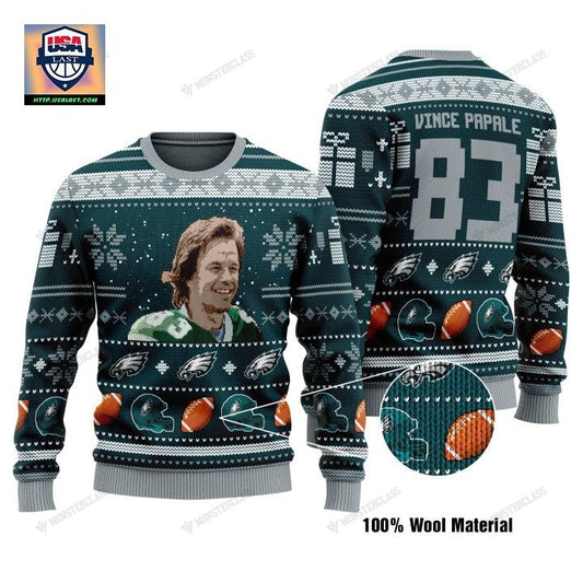 Vince Papale 83 Philadelphia Eagles Nfl Christmas Sweater ? Usalast