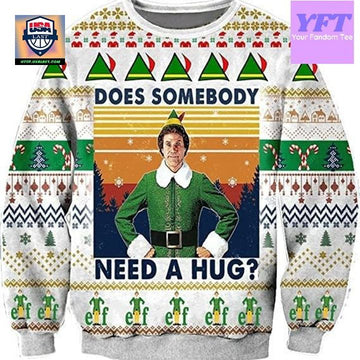 Vintage Does Somebody Need A Hug Retro Funny 3d Ugly Christmas Sweater ? Usalast