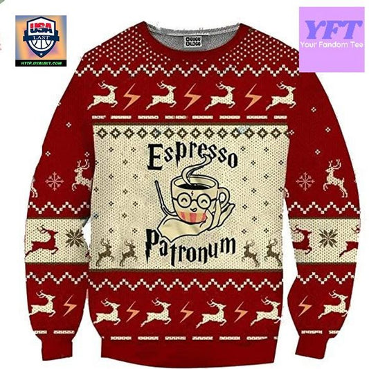 Vintage Espresso Patronumm Funny Retro Espresso 3d Ugly Christmas Sweater ? Usalast