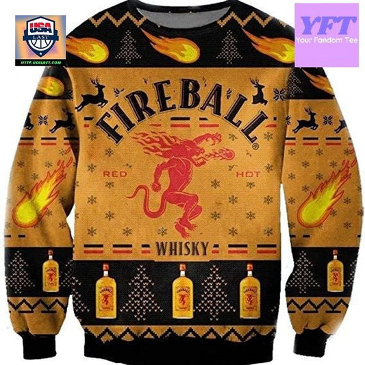 Vintage Fireball Whiskeyy Whiskeyy 3d Ugly Christmas Sweater ? Usalast