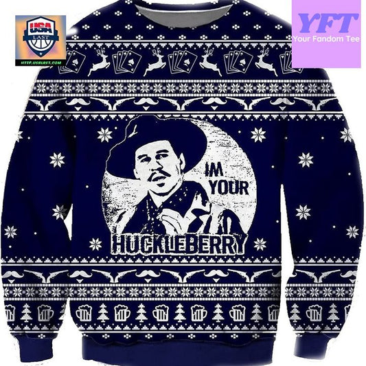 Vintage Im Your Huckleberry Funny Retro Huckleberry 3d Ugly Christmas Sweater ? Usalast