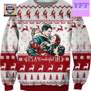 Vintage Its A Wonderful Life Family 3d Ugly Christmas Sweater ? Usalast
