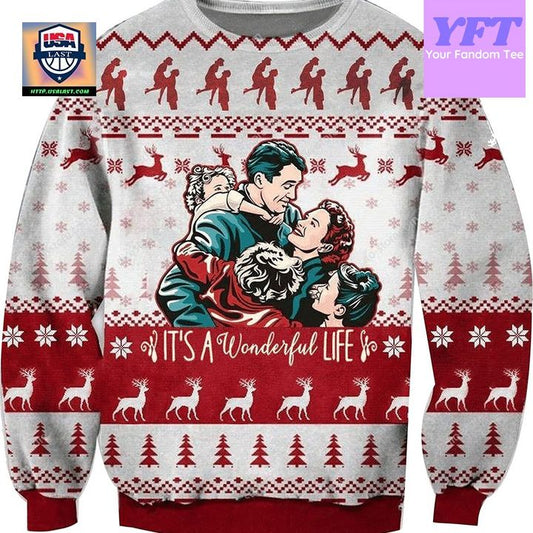 Vintage Its A Wonderful Life Family 3d Ugly Christmas Sweater ? Usalast