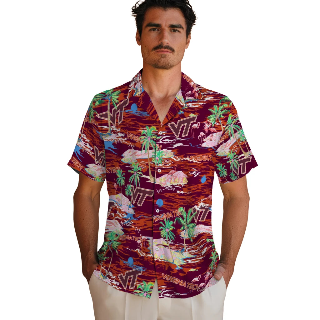 Virginia Tech Hokies Flamingo Retreat 2026 Hawaiian Shirt – Moonbestprint