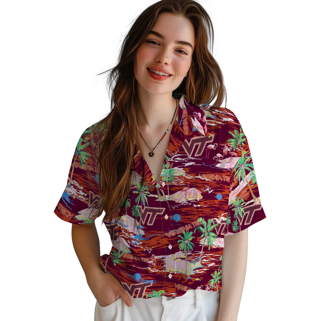 Virginia Tech Hokies Flamingo Retreat 2026 Hawaiian Shirt – Moonbestprint