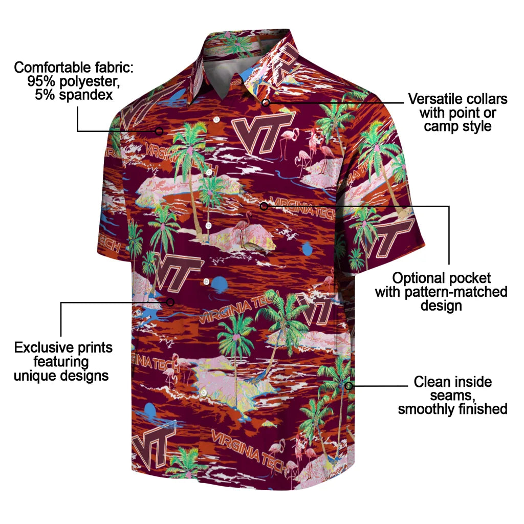 Virginia Tech Hokies Flamingo Retreat 2026 Hawaiian Shirt – Moonbestprint