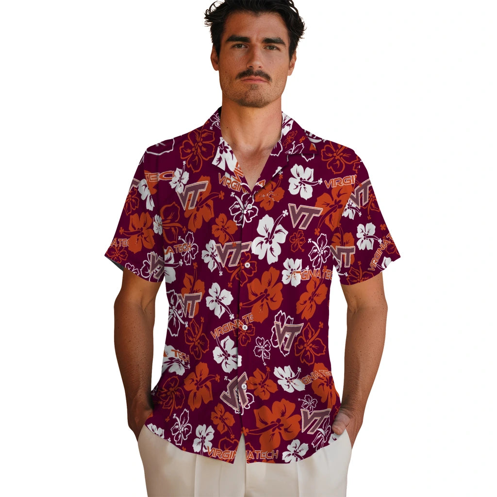 Virginia Tech Hokies Hibiscus Bloom Hawaiian Shirt – Moonbestprint