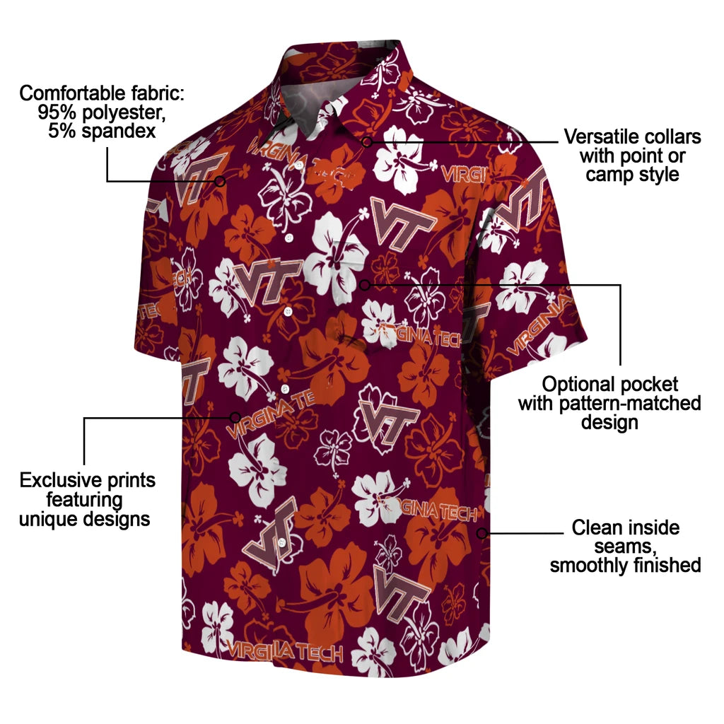 Virginia Tech Hokies Hibiscus Bloom Hawaiian Shirt – Moonbestprint