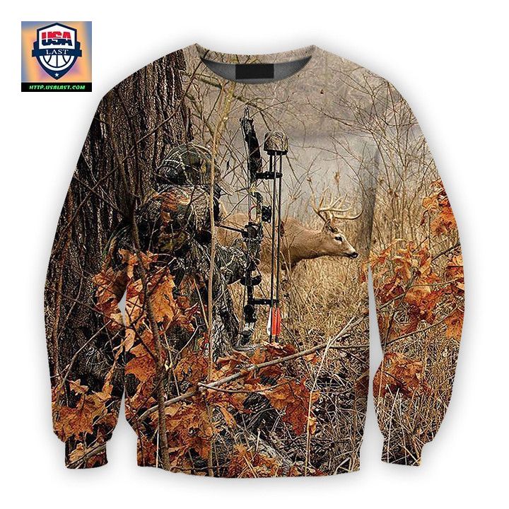 Viticstore Deers Hunting Falling Leaves 3D Brown Shade All Over Printed 3Xl Sweater For Hunter ? Usalast