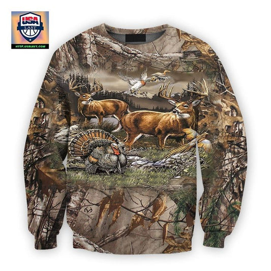 Viticstore Hunting Bucks And Birds 3D Brown Shade All Over Printed 2Xl Sweater ? Usalast