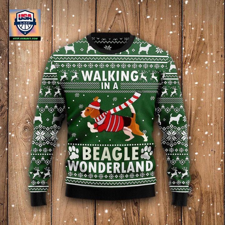 Walking In A Beagle Wonderland Crewneck Sweater Vintage Christmas Design Unisex Clothes ? Usalast