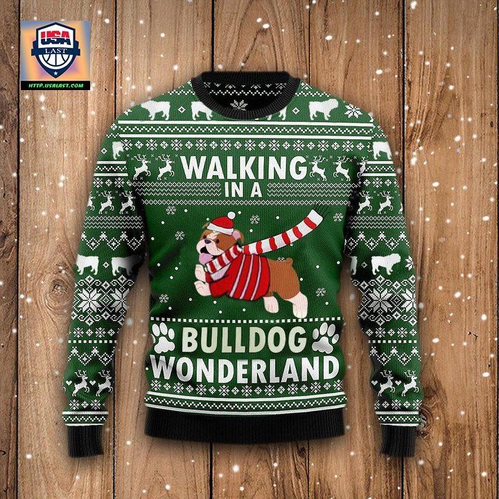 Walking In A Bulldog Wonderland Sweater Funny Dog Ugly Christmas Sweater Winter Gift ? Usalast