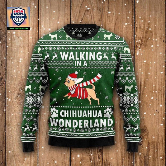 Walking In A Chihuahua Wonderland Sweater Snowflake Vintage Christmas Sweater Dog Lover ? Usalast