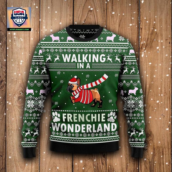Walking In A Frenchie Wonderland Graphic Crewneck Sweater Christmas Gift For Dog Lover ? Usalast