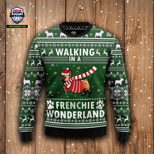 Walking In A Frenchie Wonderland Graphic Crewneck Sweater Christmas Gift For Dog Lover ? Usalast