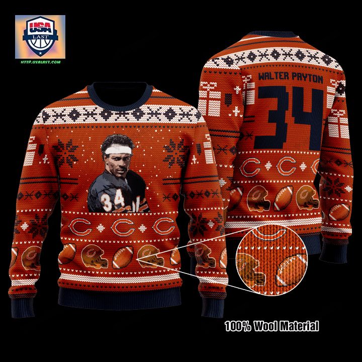 Walter Payton 34 Chicago Bears Nfl Christmas Sweater ? Usalast
