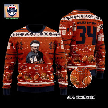 Walter Payton 34 Chicago Bears Nfl Christmas Sweater ? Usalast