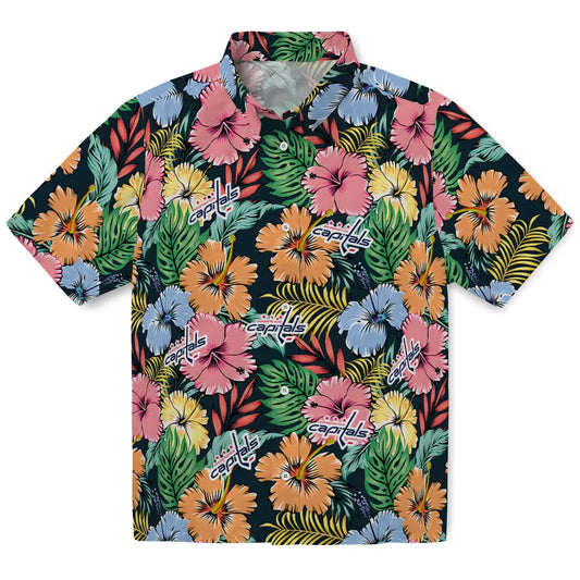 Washington Capitals Hawaiian Shirt - Brilliant Hibiscus Garden | Moonbestprint