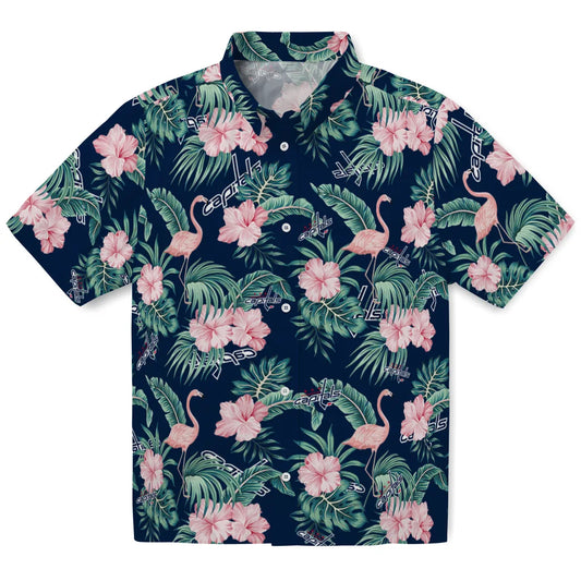 Washington Capitals Hawaiian Shirt - Flamingo and Hibiscus | Moonbestprint