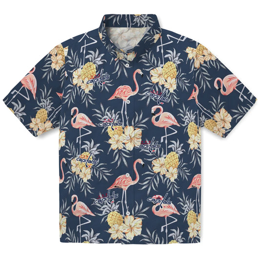 Washington Capitals Hawaiian Shirt - Flamingo Hibiscus | Moonbestprint