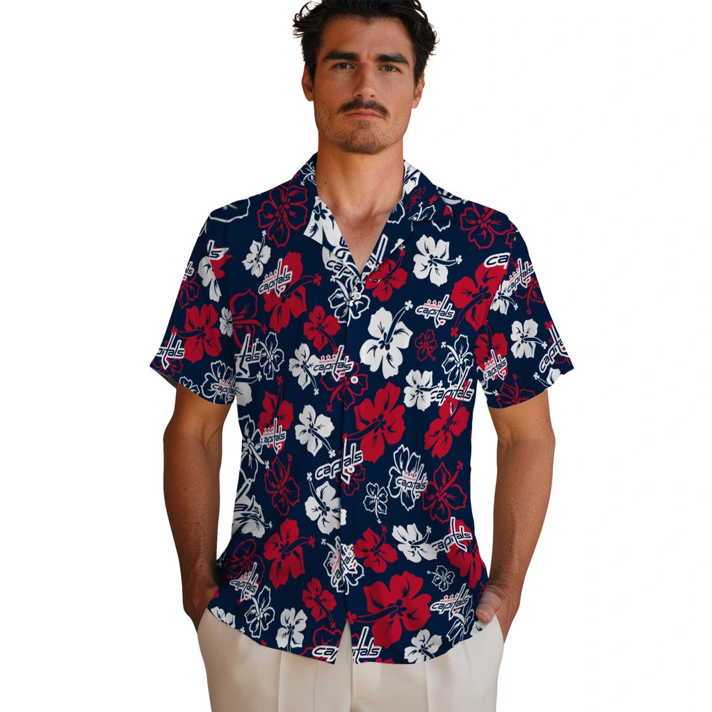 Washington Capitals Hawaiian Shirt - Hibiscus Flower Design | Moonbestprint