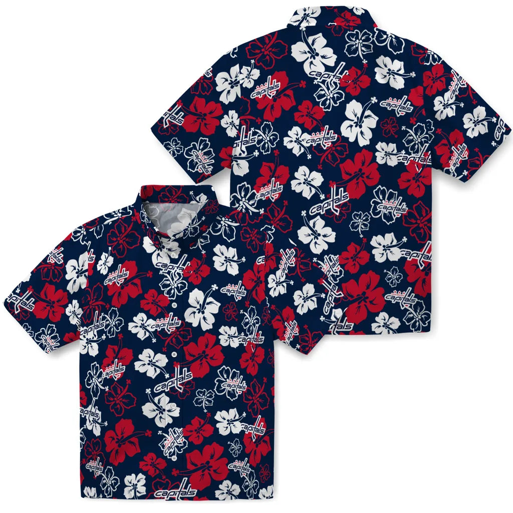 Washington Capitals Hawaiian Shirt - Hibiscus Flower Design | Moonbestprint
