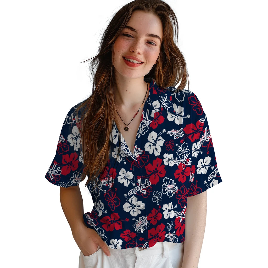 Washington Capitals Hawaiian Shirt - Hibiscus Flower Design | Moonbestprint