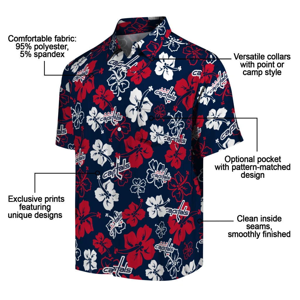 Washington Capitals Hawaiian Shirt - Hibiscus Flower Design | Moonbestprint