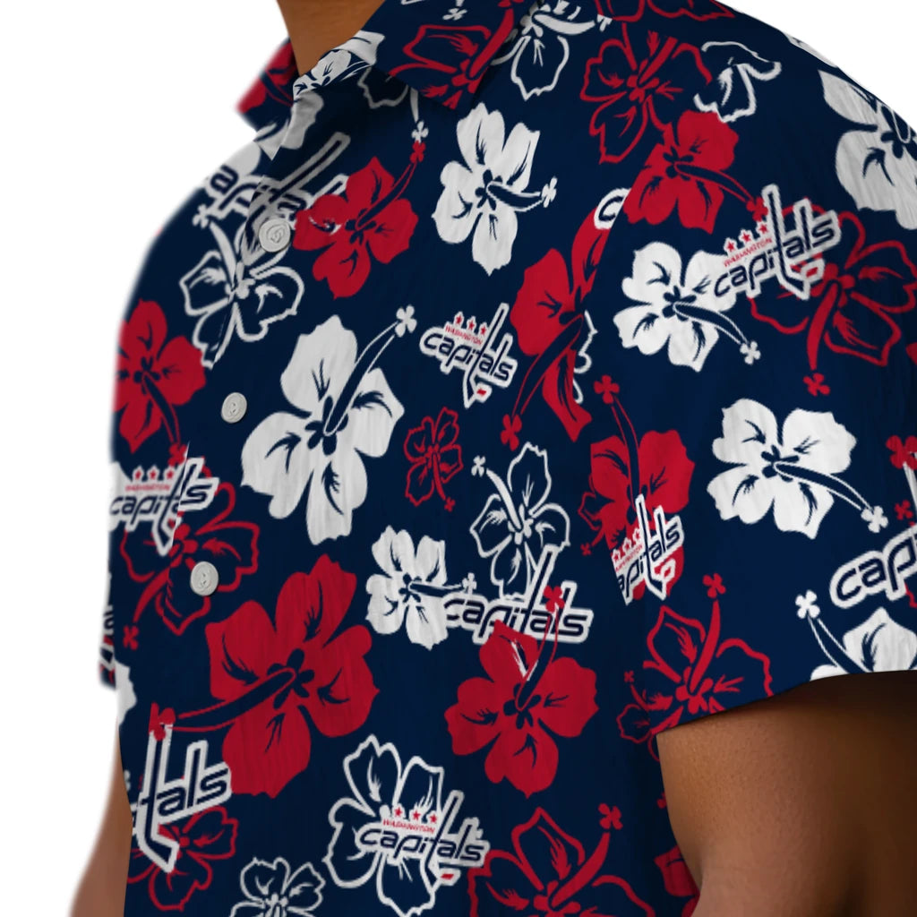 Washington Capitals Hawaiian Shirt - Hibiscus Flower Design | Moonbestprint