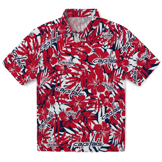 Washington Capitals Hawaiian Shirt - Hibiscus Overlay | Moonbestprint