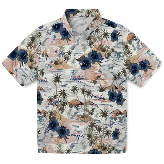 Washington Capitals Hawaiian Shirt - Hibiscus Seaside | Moonbestprint