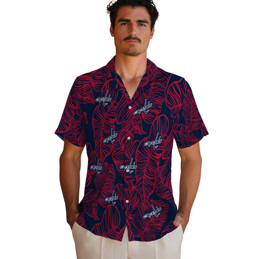 Washington Capitals Hawaiian Shirt - Leaf Outline | Moonbestprint