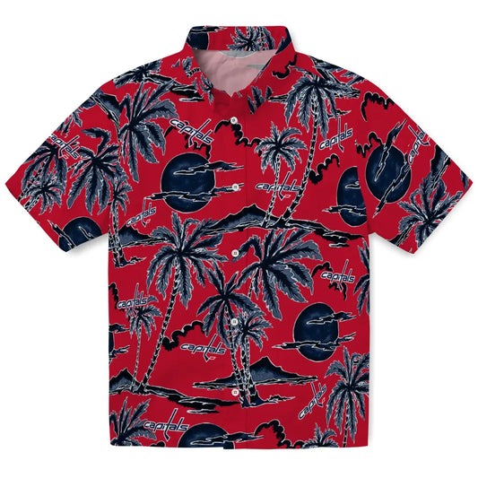 Washington Capitals Hawaiian Shirt - Palm Sunset | Moonbestprint