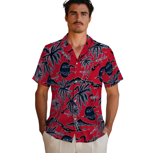 Washington Capitals Hawaiian Shirt - Palm Sunset | Moonbestprint