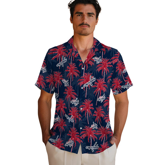 Washington Capitals Hawaiian Shirt - Palm Tree Motif | Moonbestprint