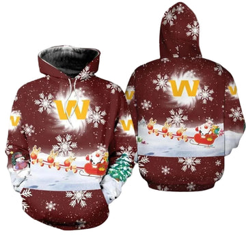 Washington Commanders Christmas NFL 3D All Over Print Hoodie -Moonbestprint