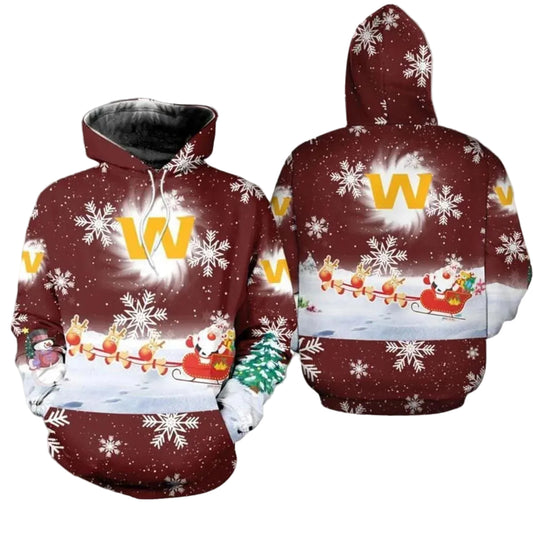 Washington Commanders Christmas NFL 3D All Over Print Hoodie -Moonbestprint