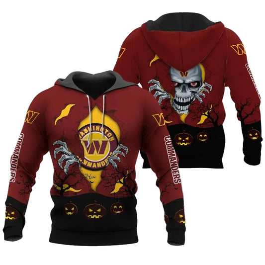 Washington Commanders Halloween 3D NFL All Over Print Hoodie -Moonbestprint