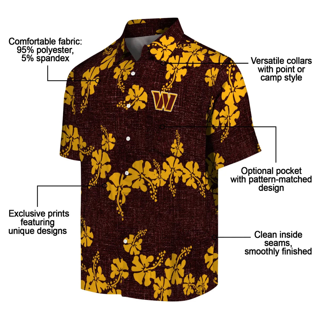 Washington Commanders Hawaiian Shirt - 50th State Flower | Moonbestprint