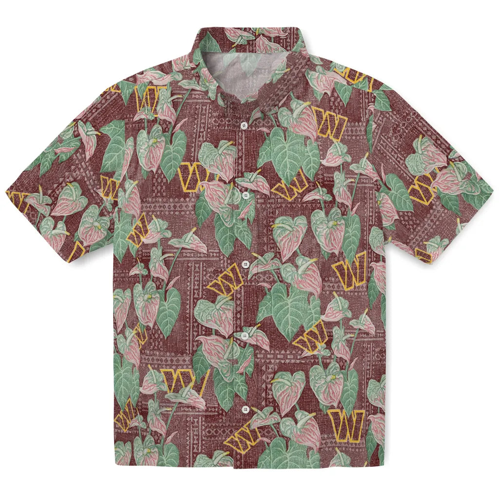 Washington Commanders Hawaiian Shirt - Anthurium Overlay | Moonbestprint