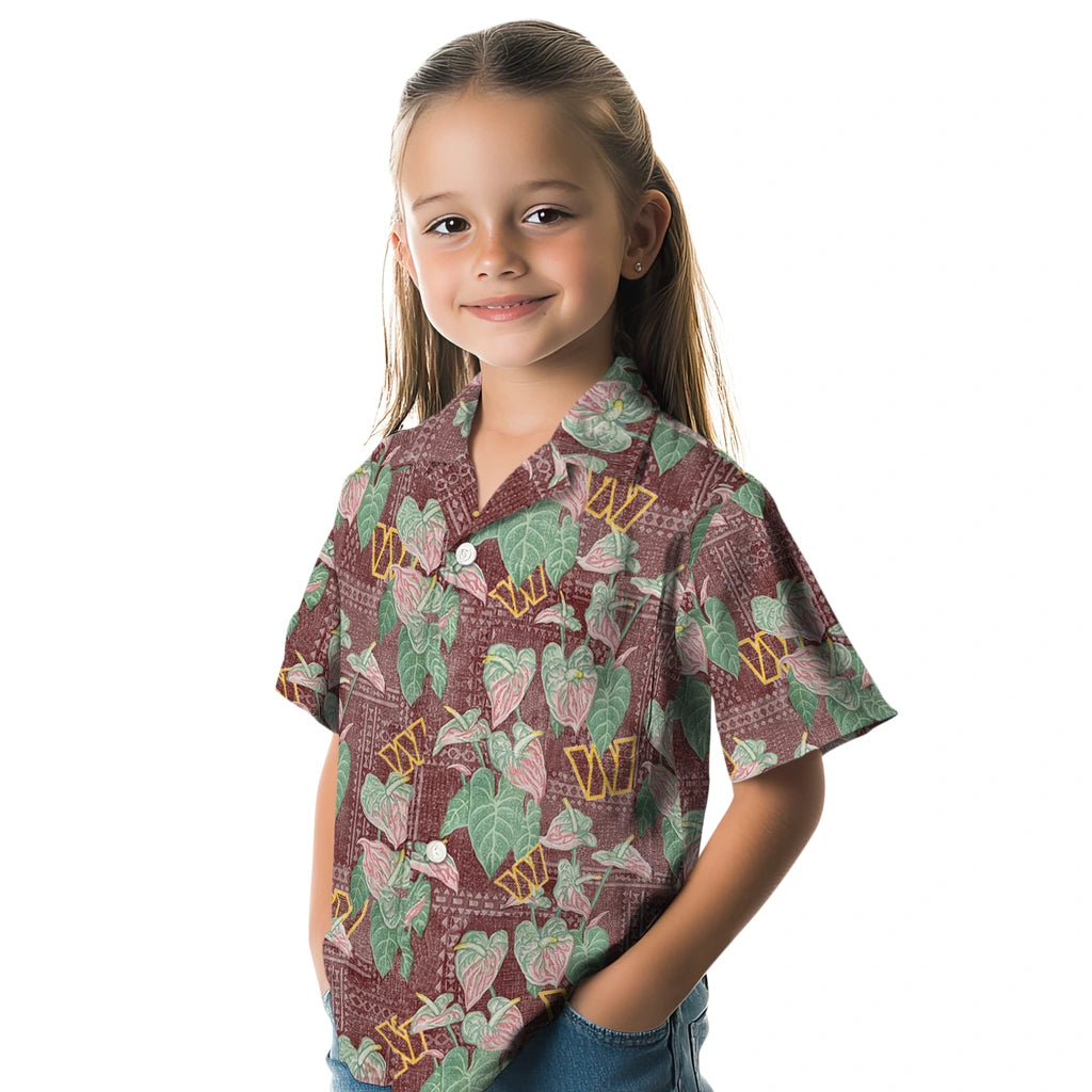 Washington Commanders Hawaiian Shirt - Anthurium Overlay | Moonbestprint