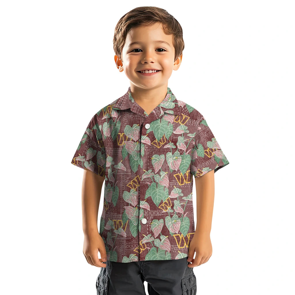 Washington Commanders Hawaiian Shirt - Anthurium Overlay | Moonbestprint