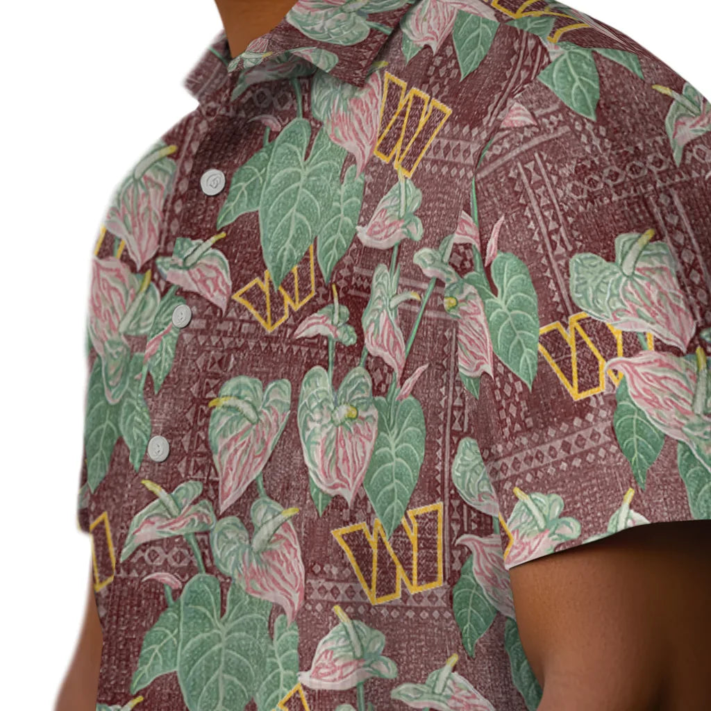 Washington Commanders Hawaiian Shirt - Anthurium Overlay | Moonbestprint