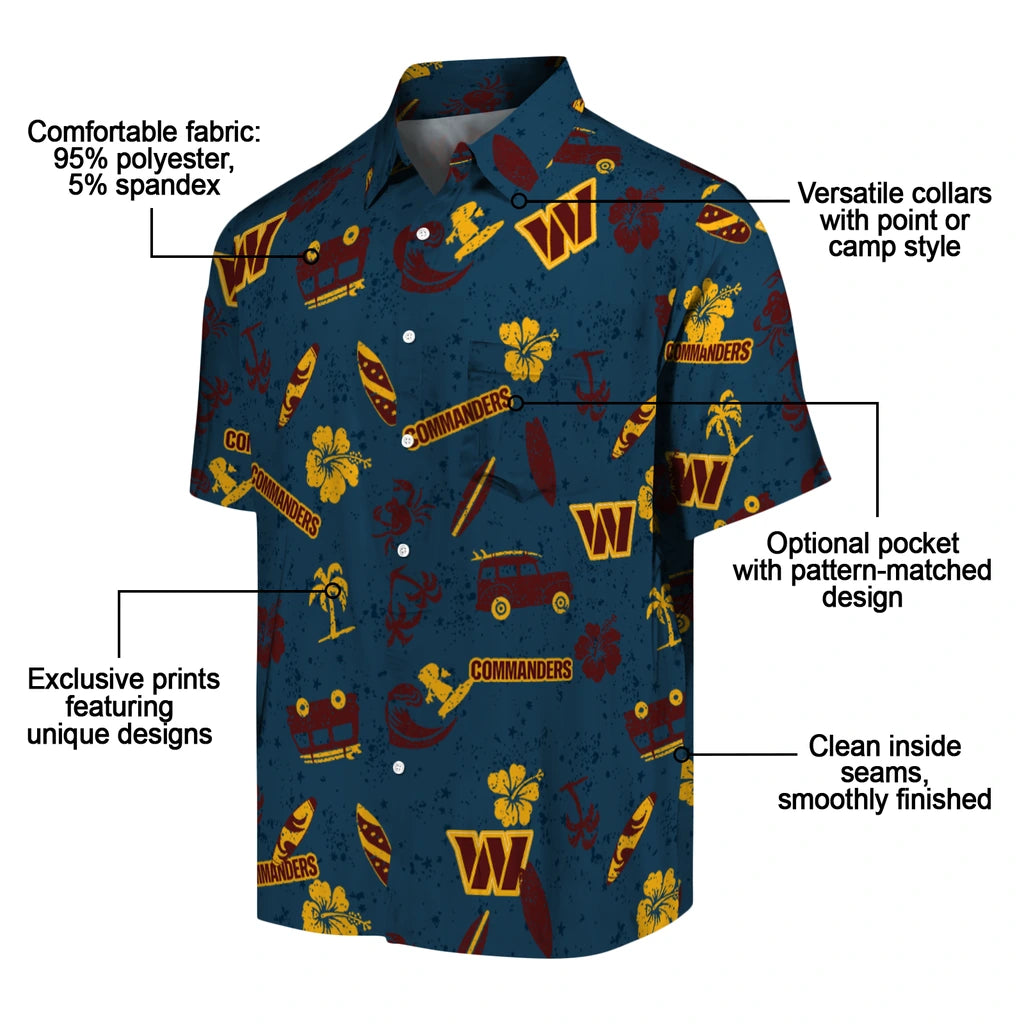 Washington Commanders Hawaiian Shirt - Beach Vibe | Moonbestprint