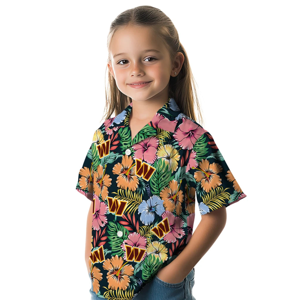 Washington Commanders Hawaiian Shirt - Brilliant Hibiscus Garden | Moonbestprint