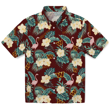 Washington Commanders Hawaiian Shirt - Flamingo and Hibiscus | Moonbestprint