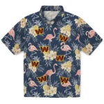 Washington Commanders Hawaiian Shirt - Flamingo Hibiscus | Moonbestprint