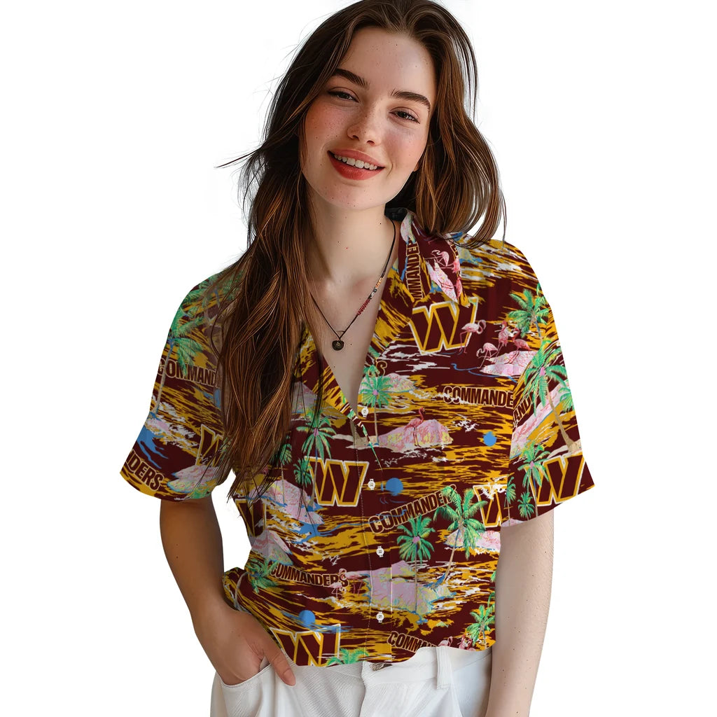 Washington Commanders Flamingo Retreat 2026 Hawaiian Shirt – Moonbestprint
