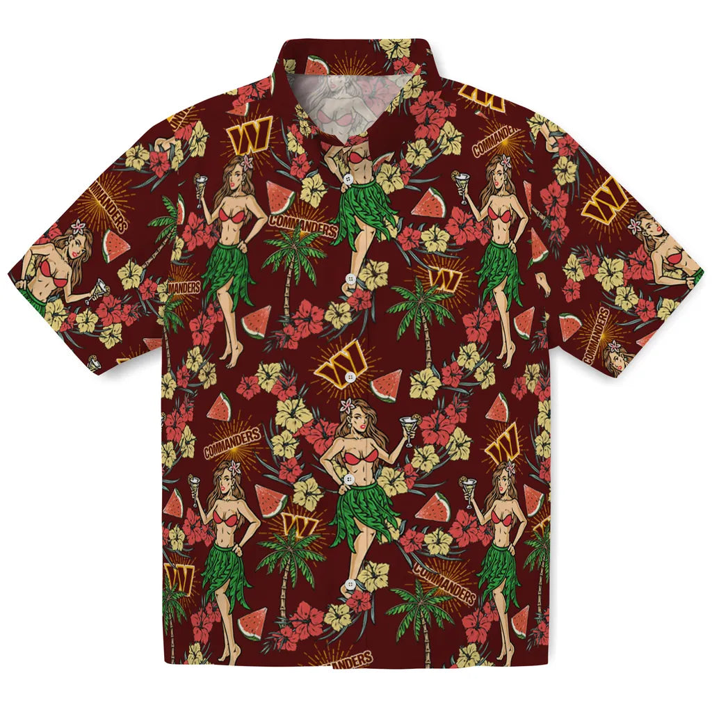 Washington Commanders Hawaiian Shirt - Hawaiian Girls Design | Moonbestprint