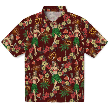 Washington Commanders Hawaiian Shirt - Hawaiian Girls Design | Moonbestprint